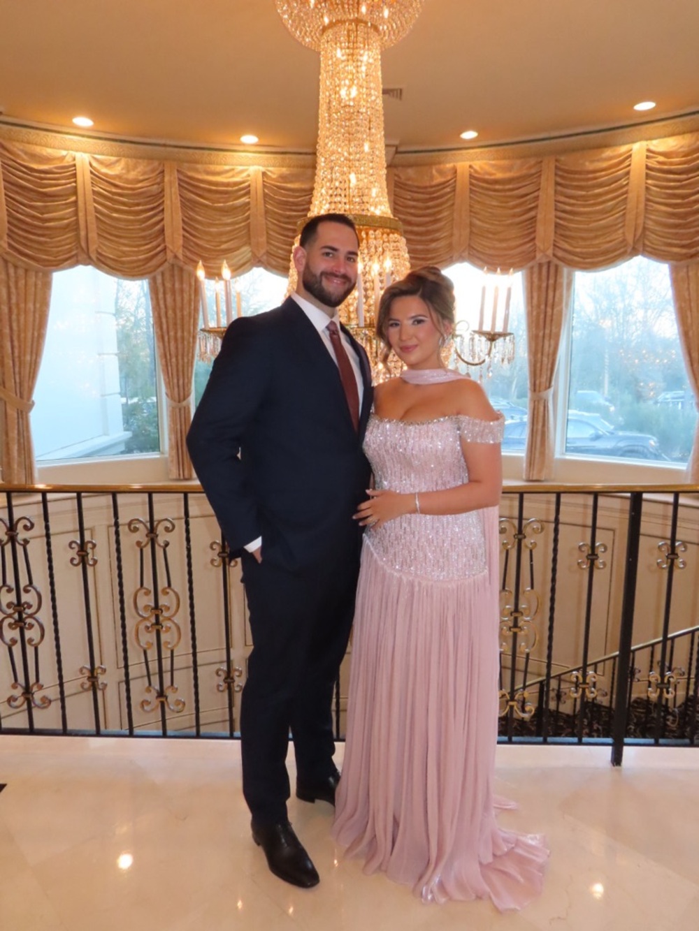 Off-Shoulder Blush Pink Evening Gown